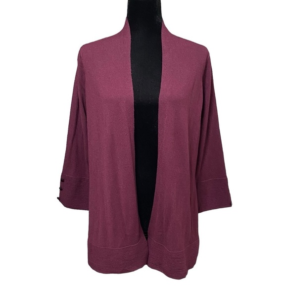 Evolution by Cyrus Burgundy Open Cardigan Button Sleeve NWT Size Medium - Picture 2 of 8